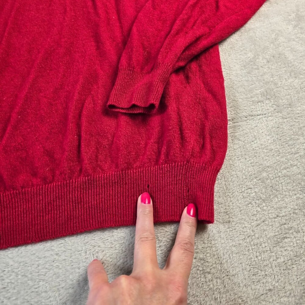 Vintage Cashmere Sweater Womens 38 Small Red Snow Lotus Soft FLAW Cutter Piece - Picture 8 of 15